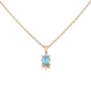 9ct Yellow Gold 0.35ct Brilliant Cut Diamond and Blue Topaz Pendant And Chain 18"