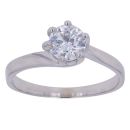 9ct White Gold Cubic Zirconia Solitaire Crossover Ring
