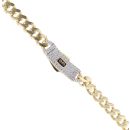 14ct Yellow Gold Monaco Classic Pave Lock Curb Chain 14"