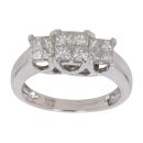 18ct White Gold 1.00ct Princess Cut Diamond Cluster Ring