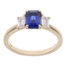 9ct Yellow Gold  0.50ct Baguette Cut Lab Grown Diamond And Created Sapphire Ring