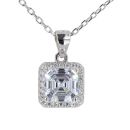 Silver Square Cubic Zirconia Pendant And 16" Chain by Icesia
