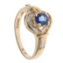 18ct Yellow Gold 0.40ct Brilliant Cut Diamond and Sapphire Cluster Ring