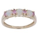 9ct Yellow Gold Pink Sapphire and Opal Fancy Ring
