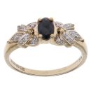 9ct Yellow Gold 0.10ct Diamond and Sapphire Fancy Ring