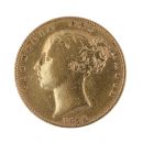 1873 Victoria Young Head Shield UK Full Sovereign Coin