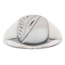Silver Half Patterned Signet Ring By Icesia