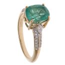 18ct Yellow Gold 0.20ct Diamond and Emerald Ring