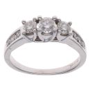 18ct White Gold 1.00ct Brilliant Cut Diamond Trilogy Ring