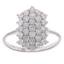 9ct White Gold 1.25ct Brilliant Cut Diamond Cluster Ring