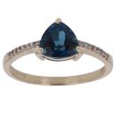 9ct Yellow Gold Cubic Zirconia and Blue Topaz Single Stone Ring