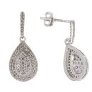 9ct White Gold 0.50ct Brilliant Cut Diamond Cluster Drop Earrings