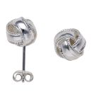 Silver Patterned Knot Stud Earrings By Icesia