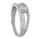 Silver Cubic Zirconia Solitaire Tri Band Ring by Icesia