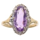 18ct Yellow Gold 0.15ct Diamond And Amethyst Cluster Ring