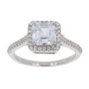 Silver Cubic Zirconia Square Cluster Ring by Icesia