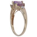 9ct Yellow Gold 0.02ct Diamond and Amethyst Three Stone Ring