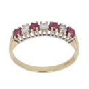 18ct Yellow Gold 0.20ct Diamond and Ruby Half Eternity Ring