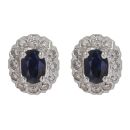 18ct White Gold 0.30ct Brilliant Cut Diamond and Sapphire Cluster Stud Earrings