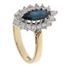 18ct Yellow Gold 0.25ct Brilliant and Marquise Cut Diamond and Sapphire Cluster Ring
