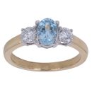 18ct Yellow Gold 0.50ct Brilliant Cut Lab Grown Diamond and Blue Gemstone Three Stone Ring