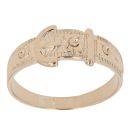 9ct Yellow Gold Patterned Buckle Ring