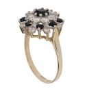 9ct Yellow Gold Cubic Zirconia and Sapphire Cluster Ring