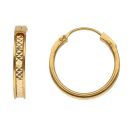 22ct Yellow Gold Flat Diamond Cut Hoop Earrings