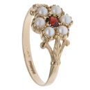 9ct Yellow Gold Pearl and Garnet Cluster Ring