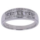 18ct White Gold 0.50ct Brilliant Cut Diamond Three Row Fancy Ring