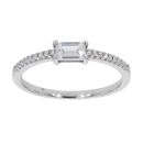 Silver Cubic Zirconia Rectangular Solitaire Ring by Icesia