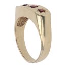 9ct Yellow Gold Garnet Three Stone Signet Ring