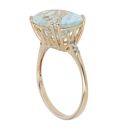 14ct Yellow Gold 0.02ct Brilliant Cut Diamond and Aquamarine Ring