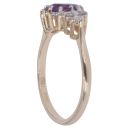 9ct Yellow Gold Cubic Zirconia and Amethyst Cluster Ring