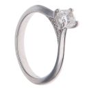 Platinum 0.55ct Cushion and Brilliant Cut Diamond Solitaire Ring