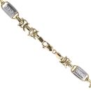14ct Yellow And White Gold Greek Key Byzantine 24" Chain