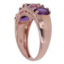 9ct Rose Gold 0.05ct Diamond Pink Gemstone and Amethyst Ring