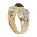 18ct Yellow Gold 0.45ct Brilliant Cut Diamond And Sapphire Cabochon Ring