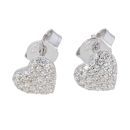Silver Cubic Zirconia Heart Stud Earrings by Icesia