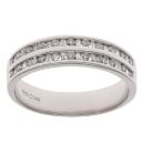 18ct White Gold 0.25ct Brilliant and Baguette Cut Diamond Two Row Half Eternity Ring