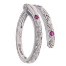 9ct White Gold 0.01ct Diamond and Ruby Snake Ring