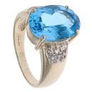 9ct Yellow Gold Blue Topaz and Cubic Zirconia Solitaire Ring