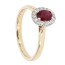 9ct Yellow Gold Certificated Ruby And Diamond Cluster Ring
