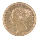 1876 Victoria Young Head Shield UK Half Sovereign Coin