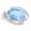 18ct White Gold Aquamarine and 0.66ct Diamond Ring