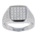 Silver Cubic Zirconia Linked Shoulder Signet Ring by Icesia