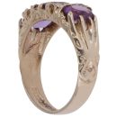 9ct Yellow Gold Amethyst and Cubic Zirconia Cluster Ring