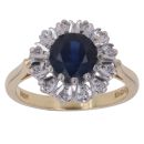 18ct Yellow Gold 0.08ct Diamond and Sapphire Cluster Ring
