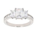 Silver Cubic Zirconia Three Stone Ring by Icesia