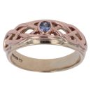 9ct Yellow and Rose Gold Blue Gemstone Celtic Clogau Ring